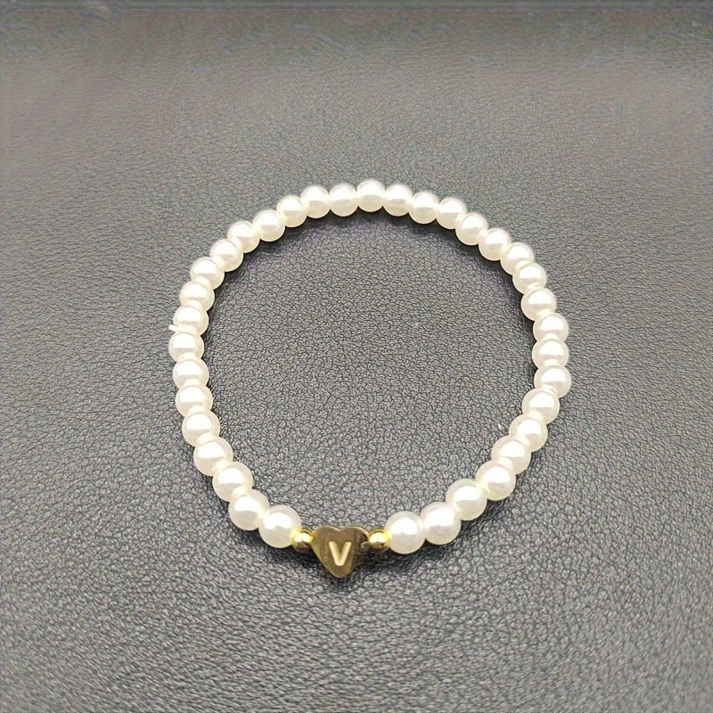 Bracelet chic avec initiale A-Z et cœur