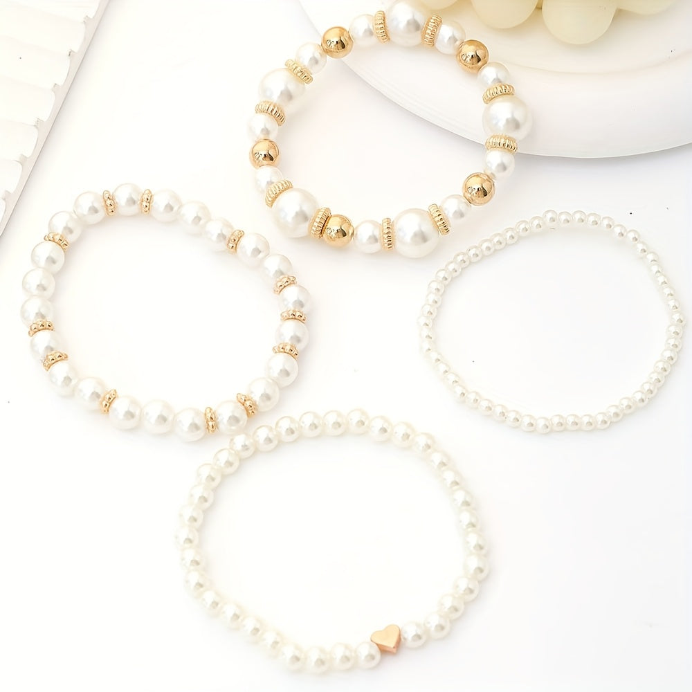 Ensemble de bracelets élégants avec perles et cœur