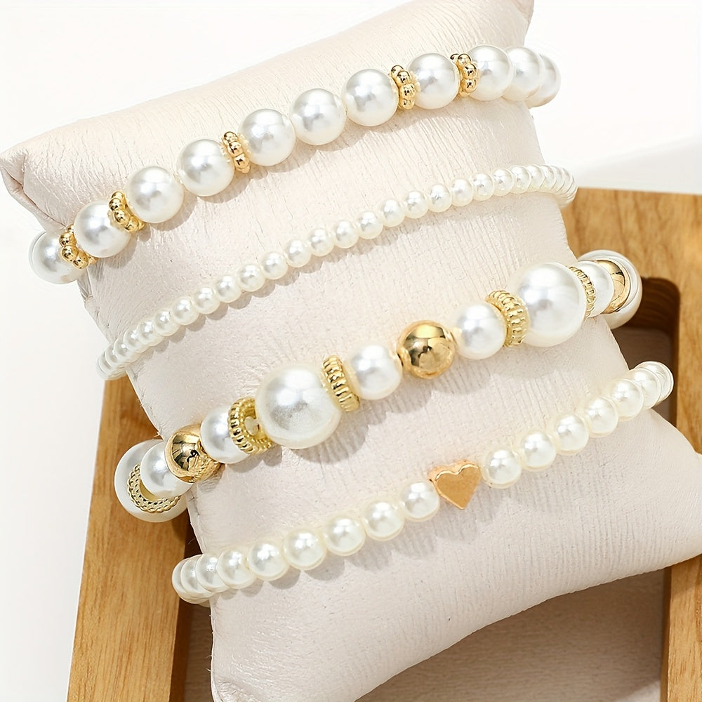 Ensemble de bracelets élégants avec perles et cœur