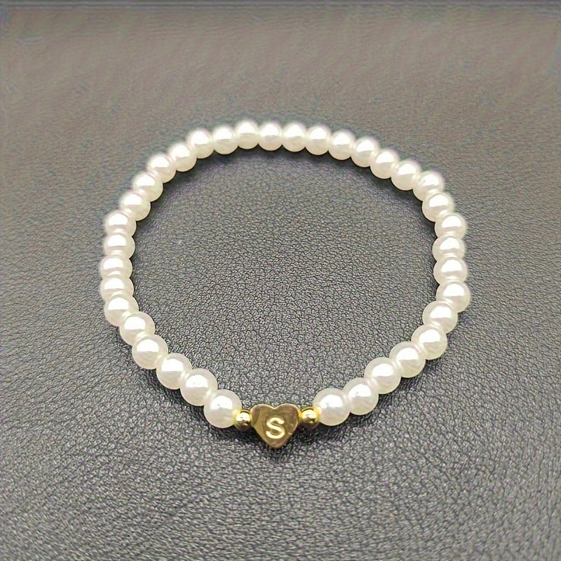 Bracelet chic avec initiale A-Z et cœur
