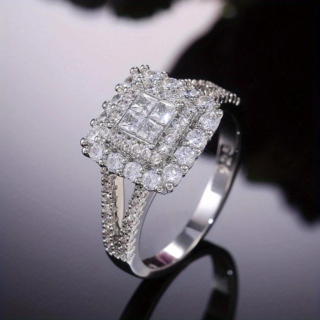Bague de mariage avec zircone carrée