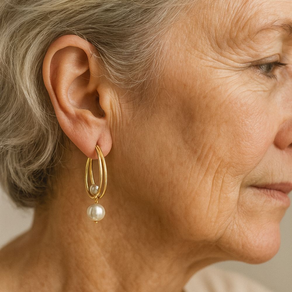 Boucles d'oreilles vintage en or et perles