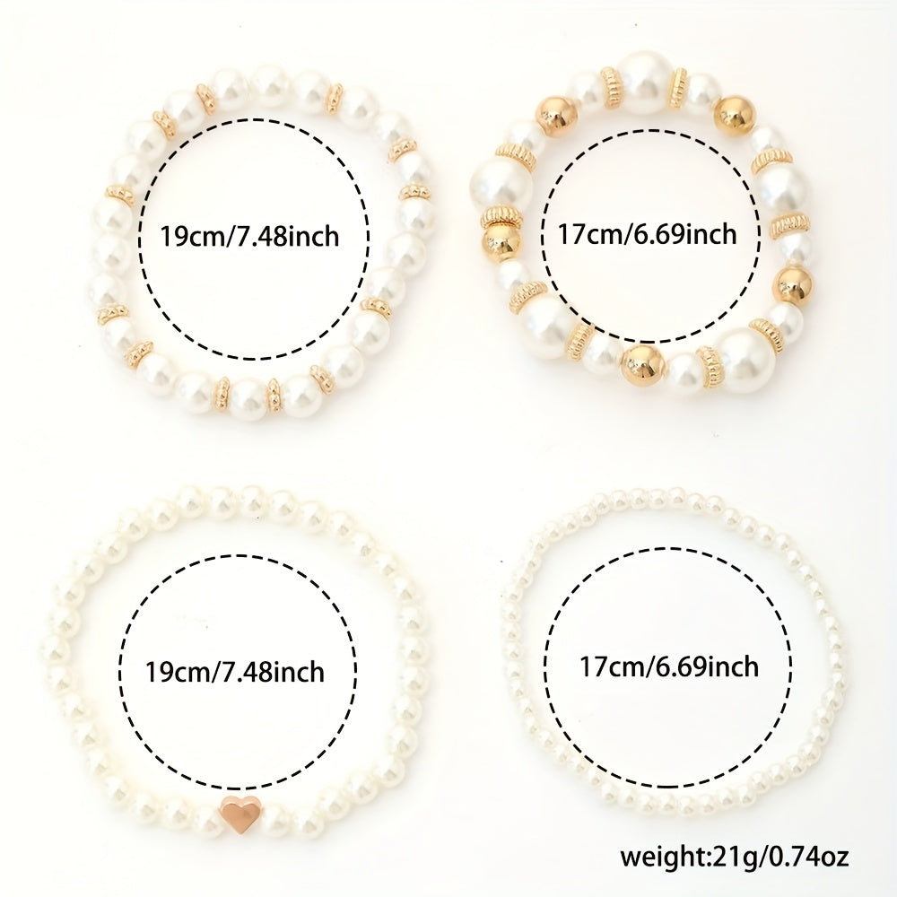 Ensemble de bracelets élégants avec perles et cœur
