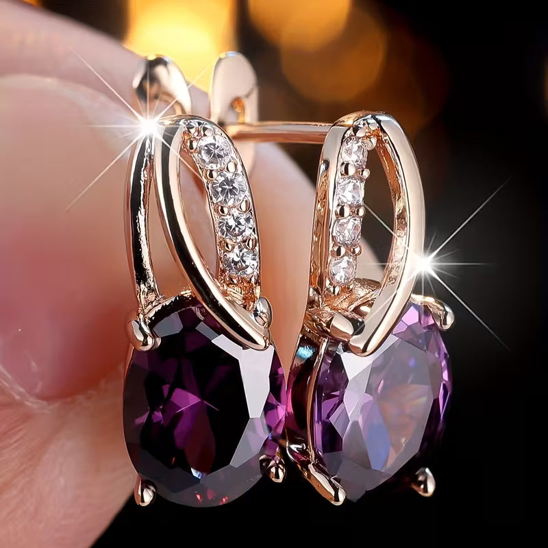 Boucles d’oreilles créoles en or avec améthyste