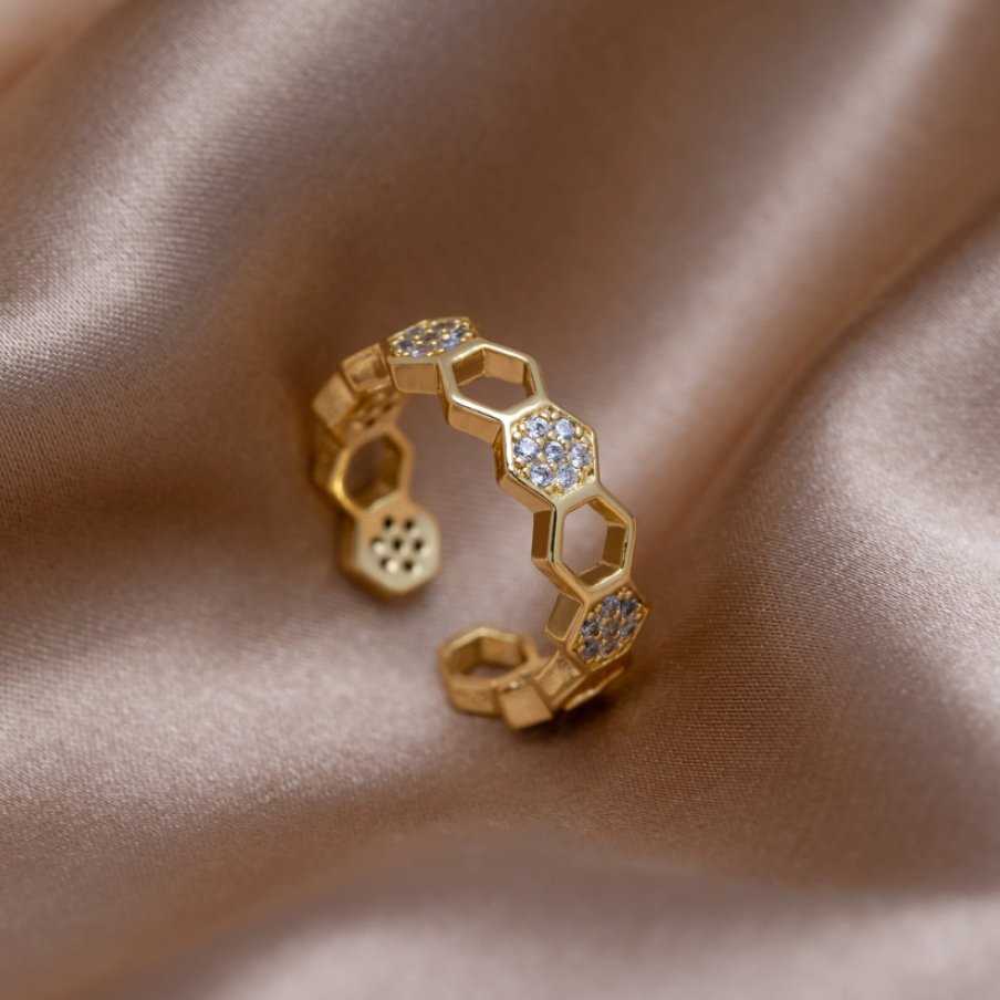 Gold Geometric Open Ring