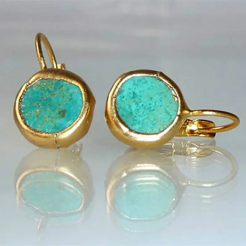 Boucles d'oreilles turquoise dorées envoûtantes
