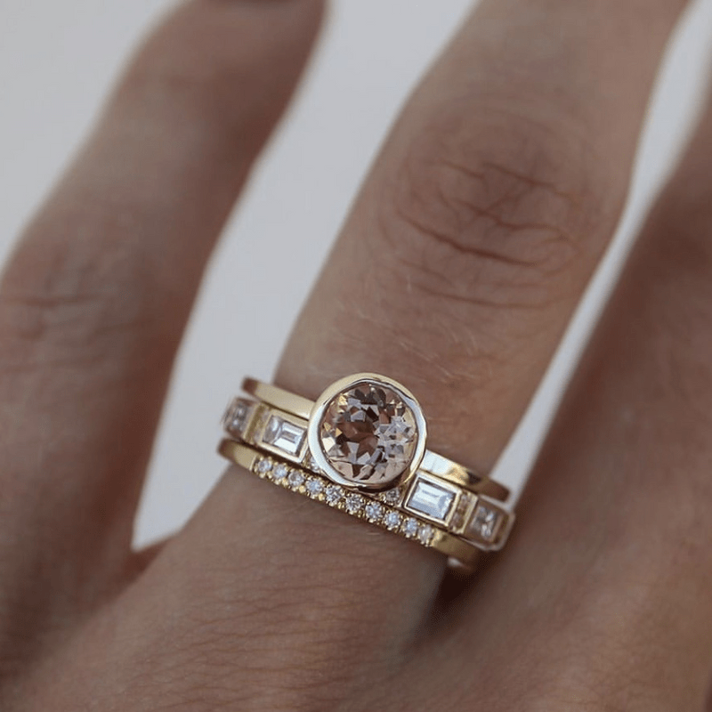 Bague solitaire à serti clos en or