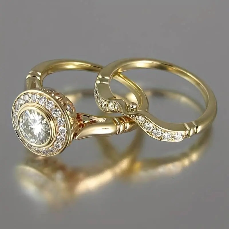 Ensemble de bagues vintage en or avec zircon