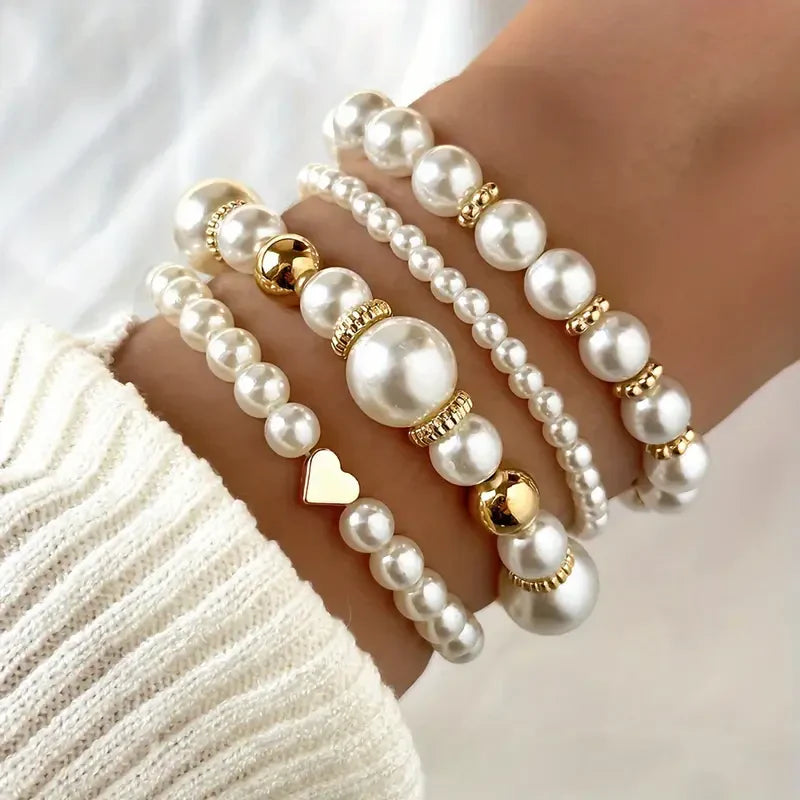 Ensemble de bracelets perle exquis | Or