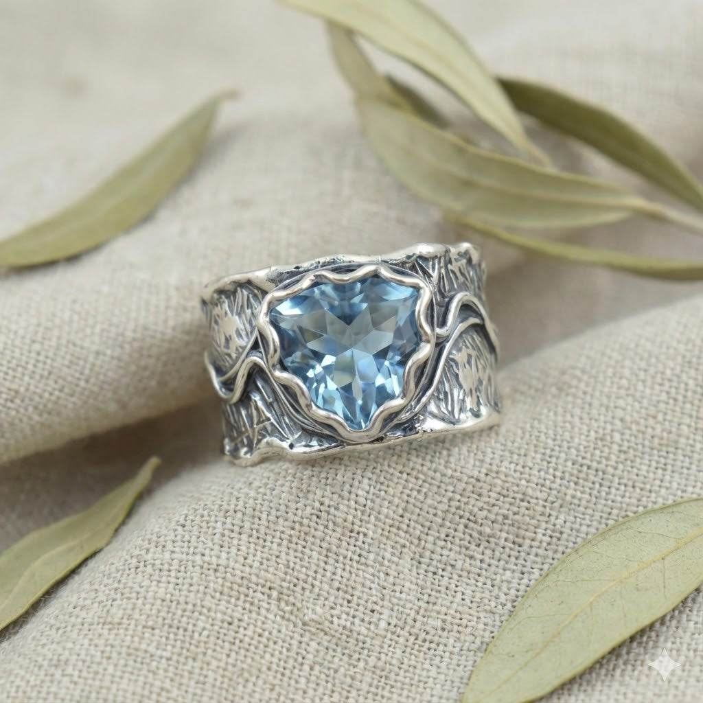 Bague statement topaze bleue