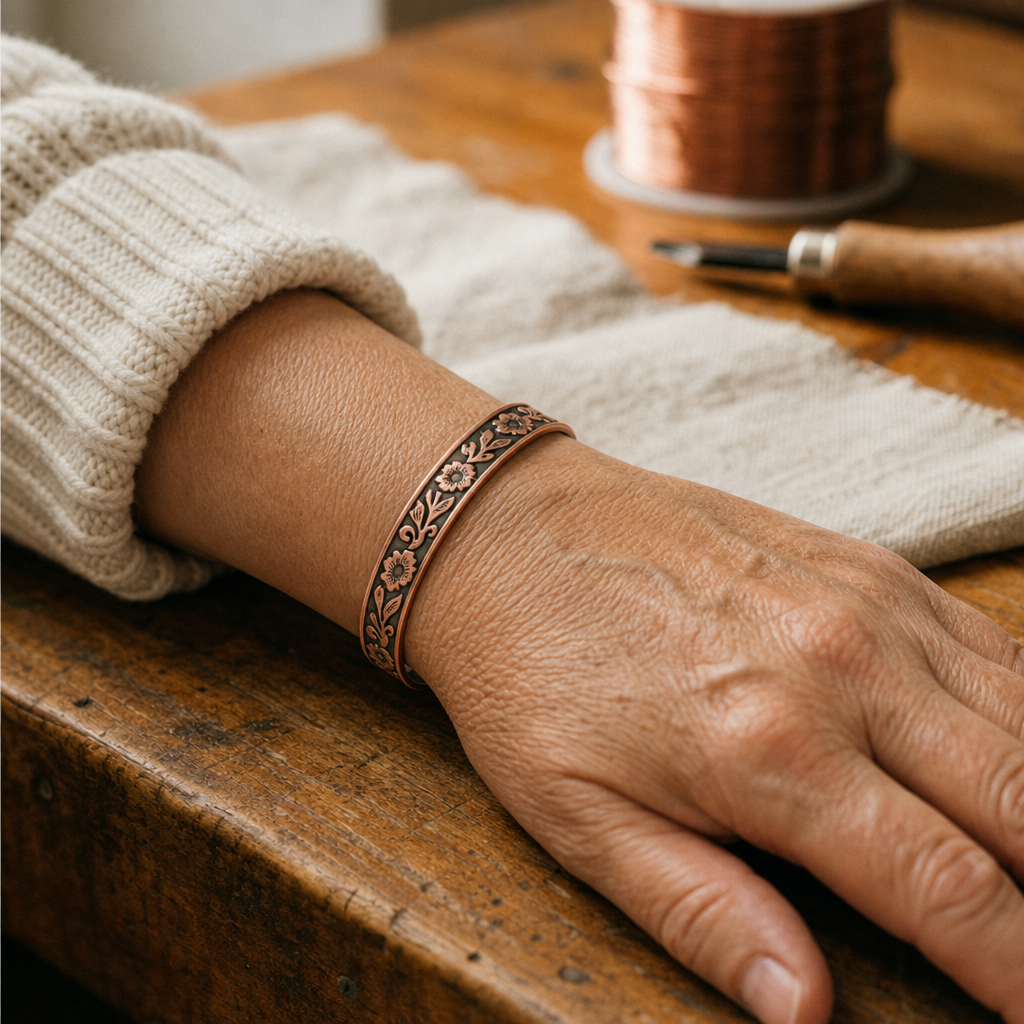 Bracelet Manchette en Cuivre Vigne